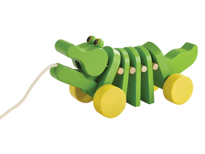 green colored dinosaur pull toy